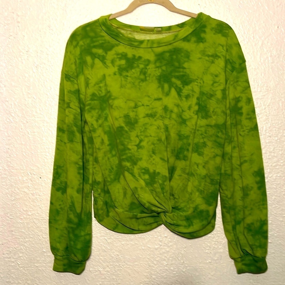 Zella green tie-dye, long sleeve, top size medium